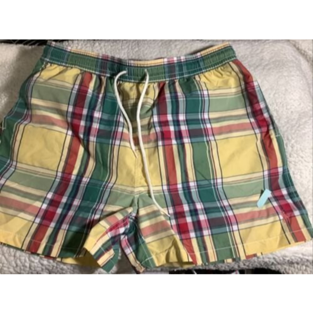 SOLD* POLO RALPH LAUREN PLAID SWIM SHORTS TRUNKS | SWIMWEAR BEACH | Size X-L - Picture 3 of 10